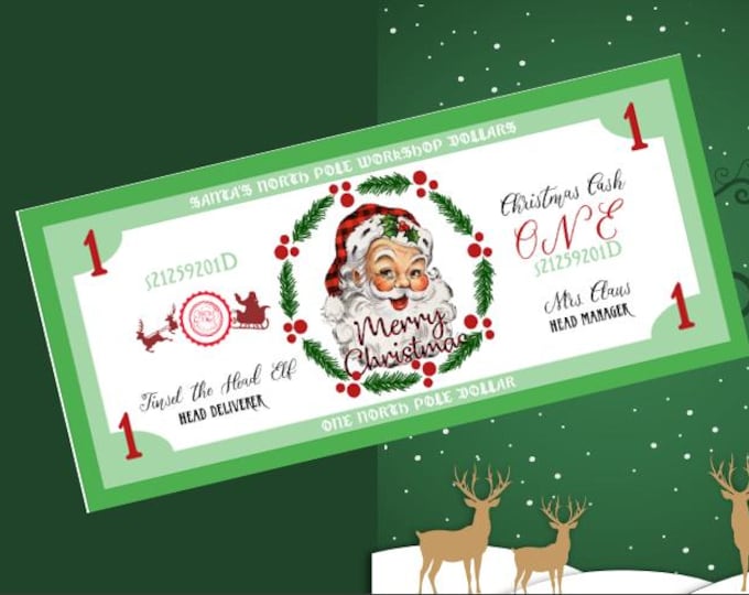 Christmas cash| Pretend Money|Santa Dollars| North Pole Currency