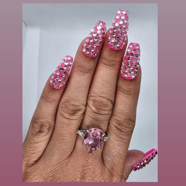 Bling Bling Pink Press On Nails