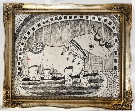 Circus Rhino Ink Pen Drawing On Art Board With Silver Frame Etsy Circus Rhino Ink Pen Drawing On Art Board With Silver Frame Etsy