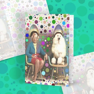 Tarjeta de arte única para cumpleaños - Tarjeta feminista para mamá Tarjeta para amante de los perros Regalo de cumpleaños para mascotas Regalo de caniche Tarjeta de cumpleaños original Tarjeta de agradecimiento
