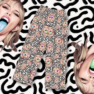 Wrecking Ball Unisex Wide-Leg Pants [Miley Cyrus pants, Miley Cyrus unique design, unisex cosy pants, comfortable summer pants]
