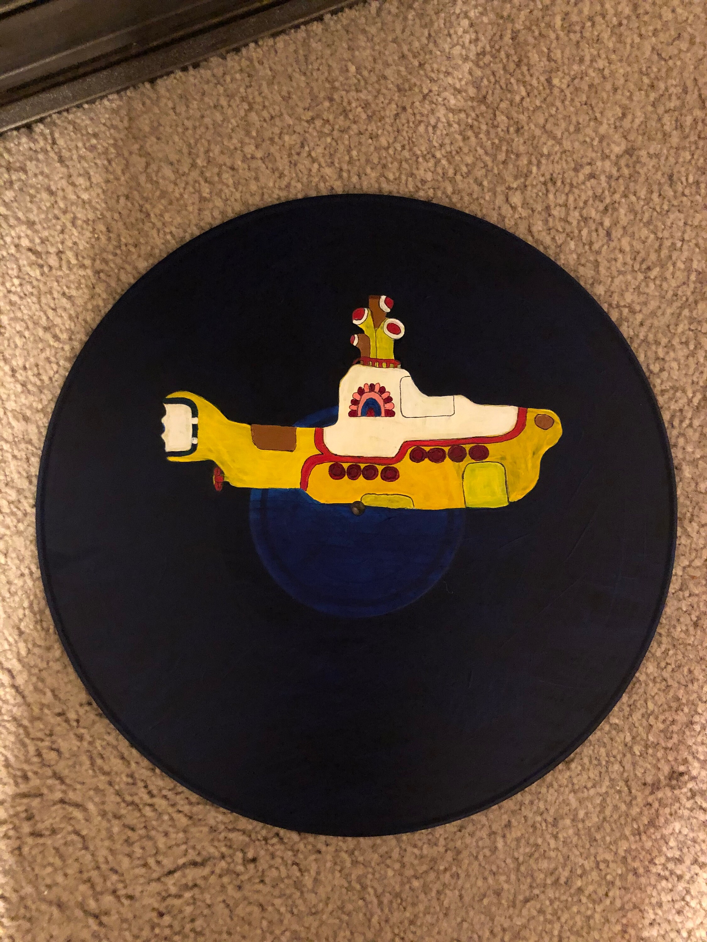 A Yellow Submarine on a Vinyl Record Etsy
