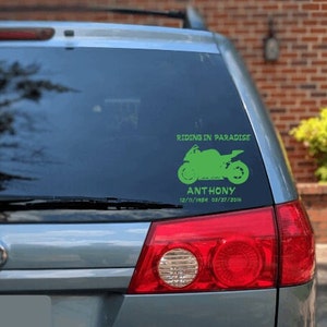 Riding In Paradise Decal, Memorial Decal, Motorcycle Decal, Memorial, Custom Decals, Decal