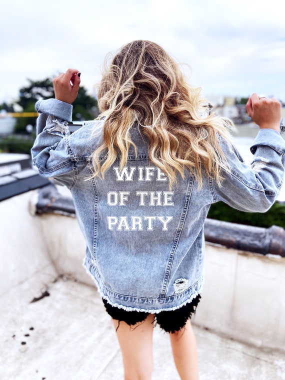 Hand Painted Bride Denim Jacket Wifey 