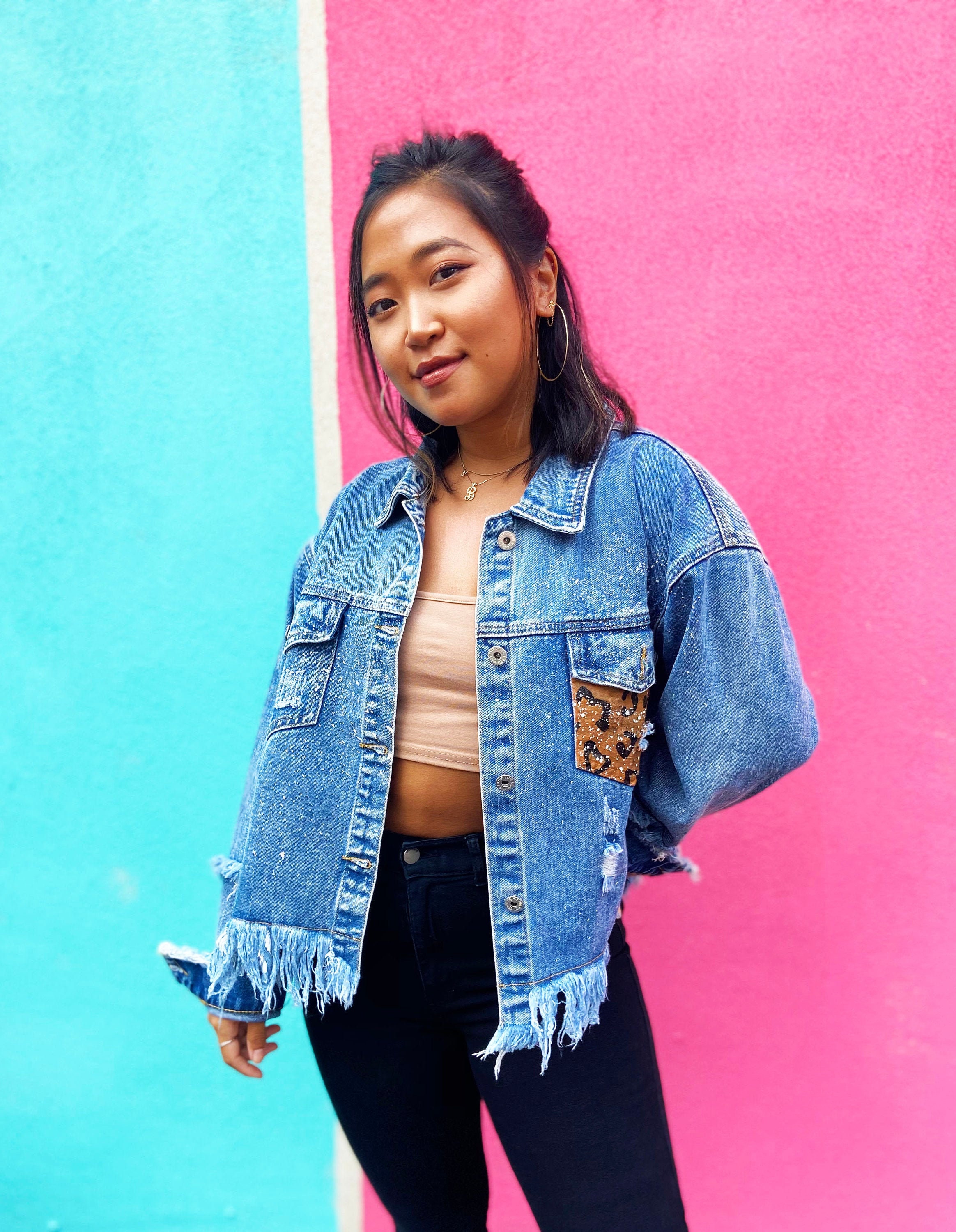 Custom Hand Painted Denim Jacket Hand 