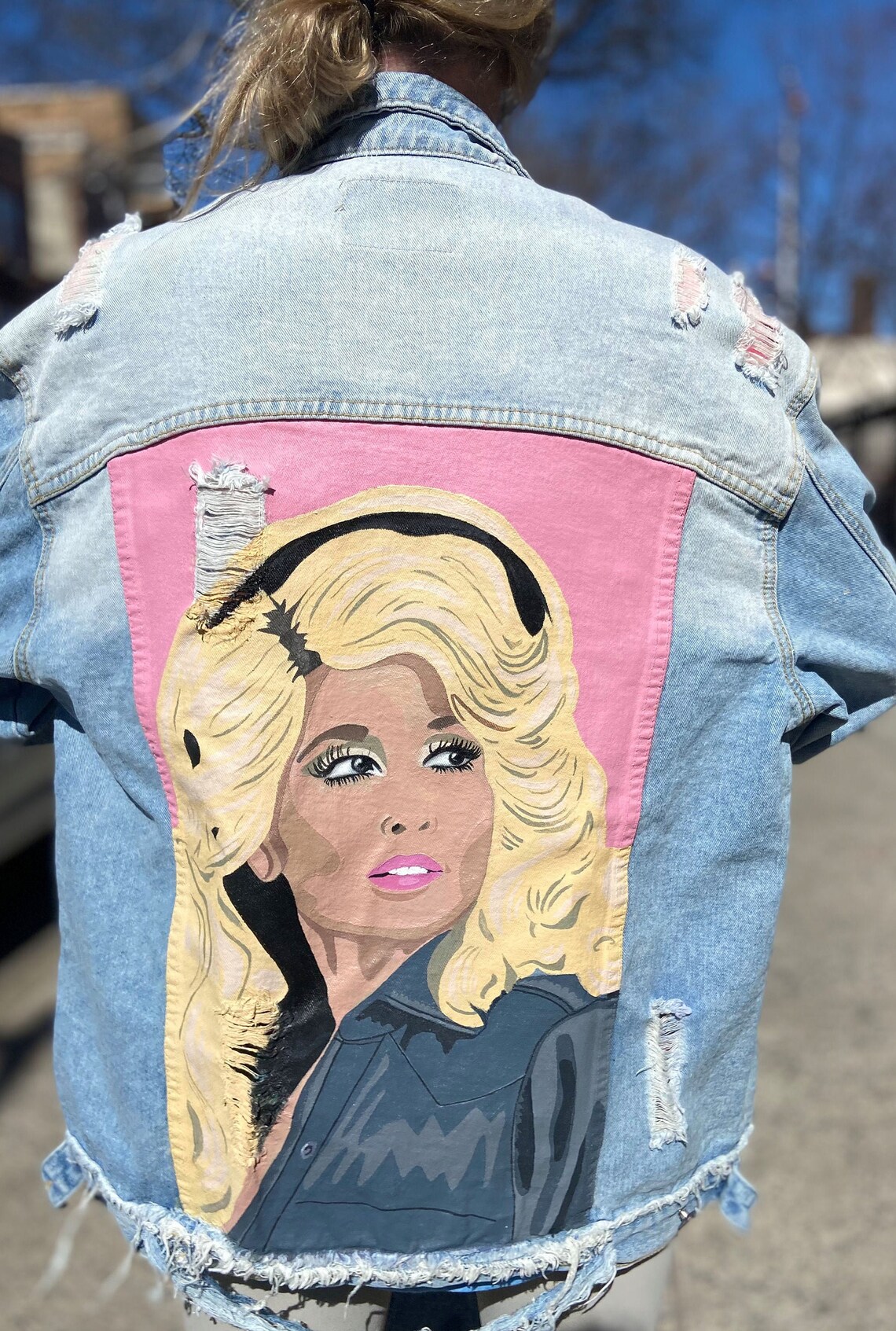 Dolly Parton Jacket Custom Hand Painted Denim Jacket Hand Etsy