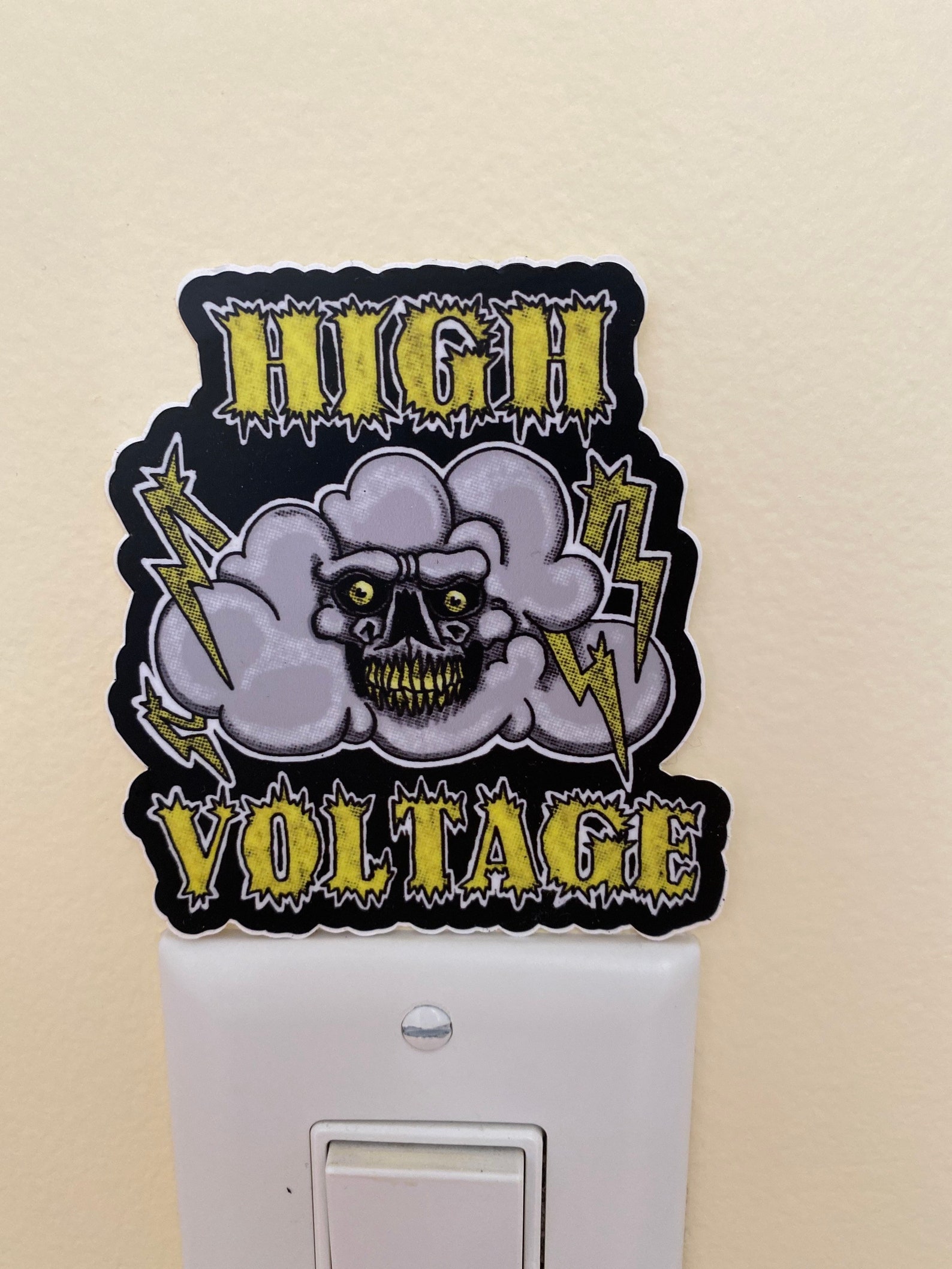 High Voltage Skull Tattoo Vinyl Sticker Ac Dc Lighting - Etsy
