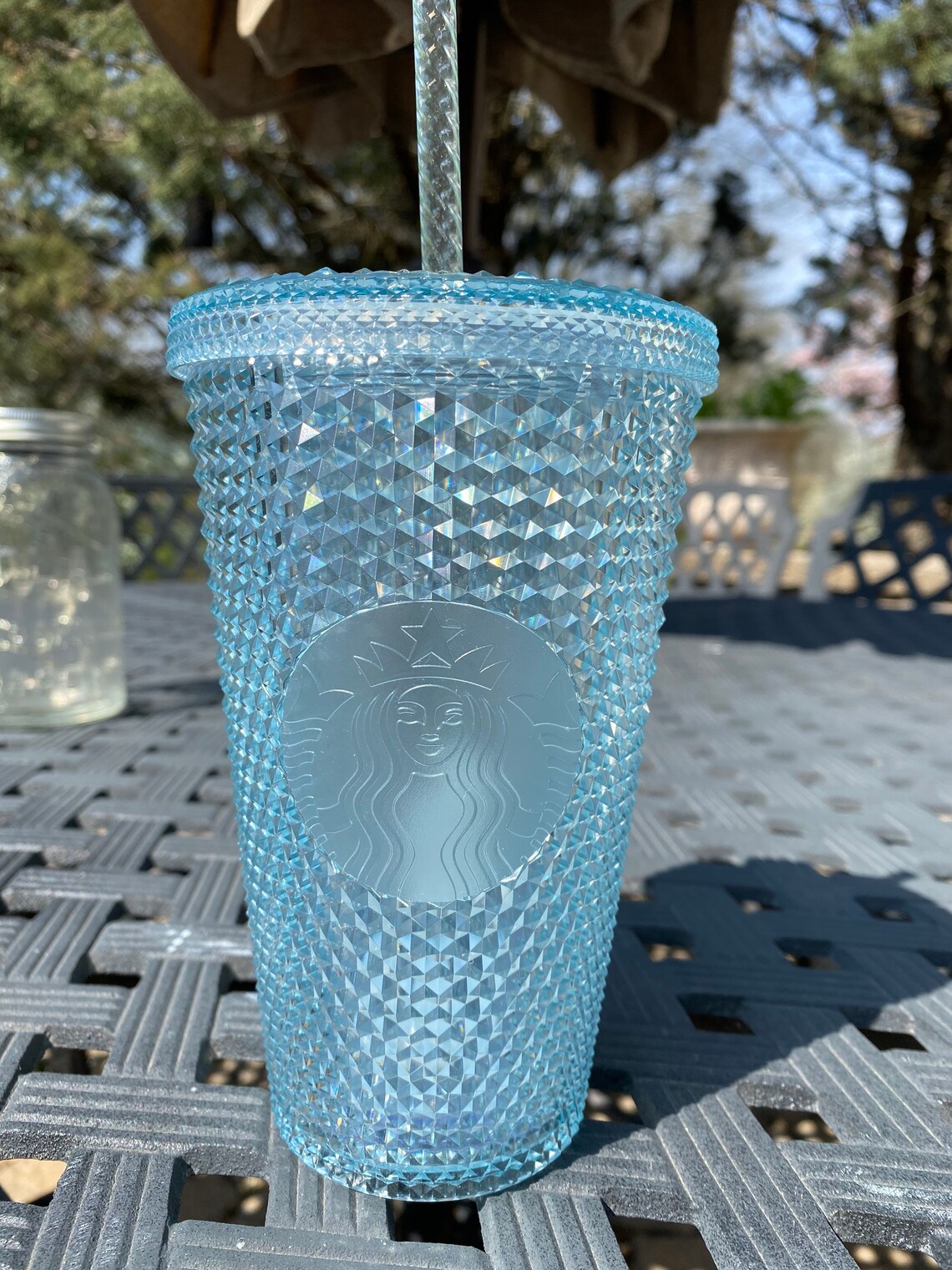 Starbucks Japan ICE BLUE Tumbler Studded 16oz Straw Cold Cup Etsy