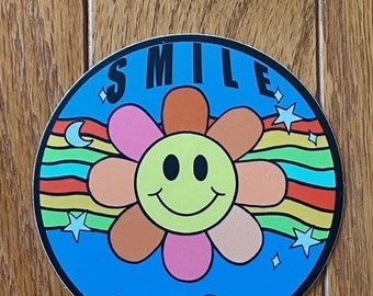 Smile flower good vibes rainbow sticker  - trending stickers for your lab top hydro flask or coolers La familia cartel stickers stickers