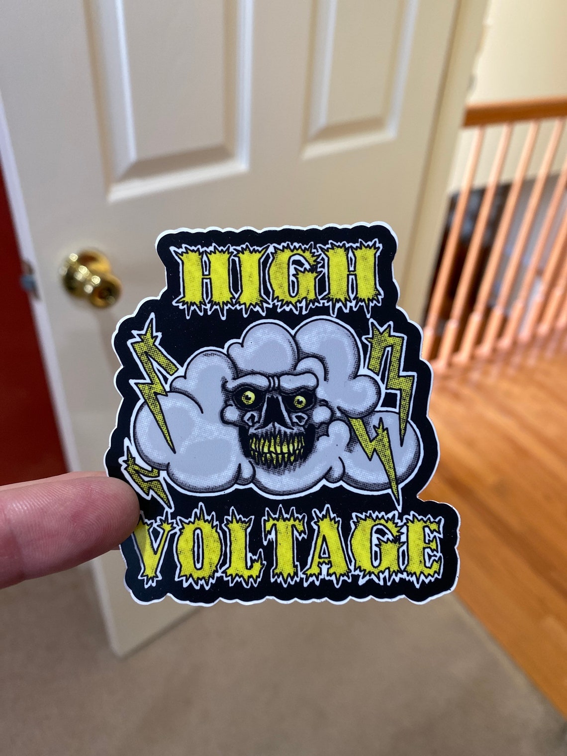 High Voltage Skull Tattoo Vinyl Sticker Ac Dc Lighting - Etsy