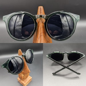 Bulky green black round shaped sunglasses preppy 1940s WW2 vintage style UV400