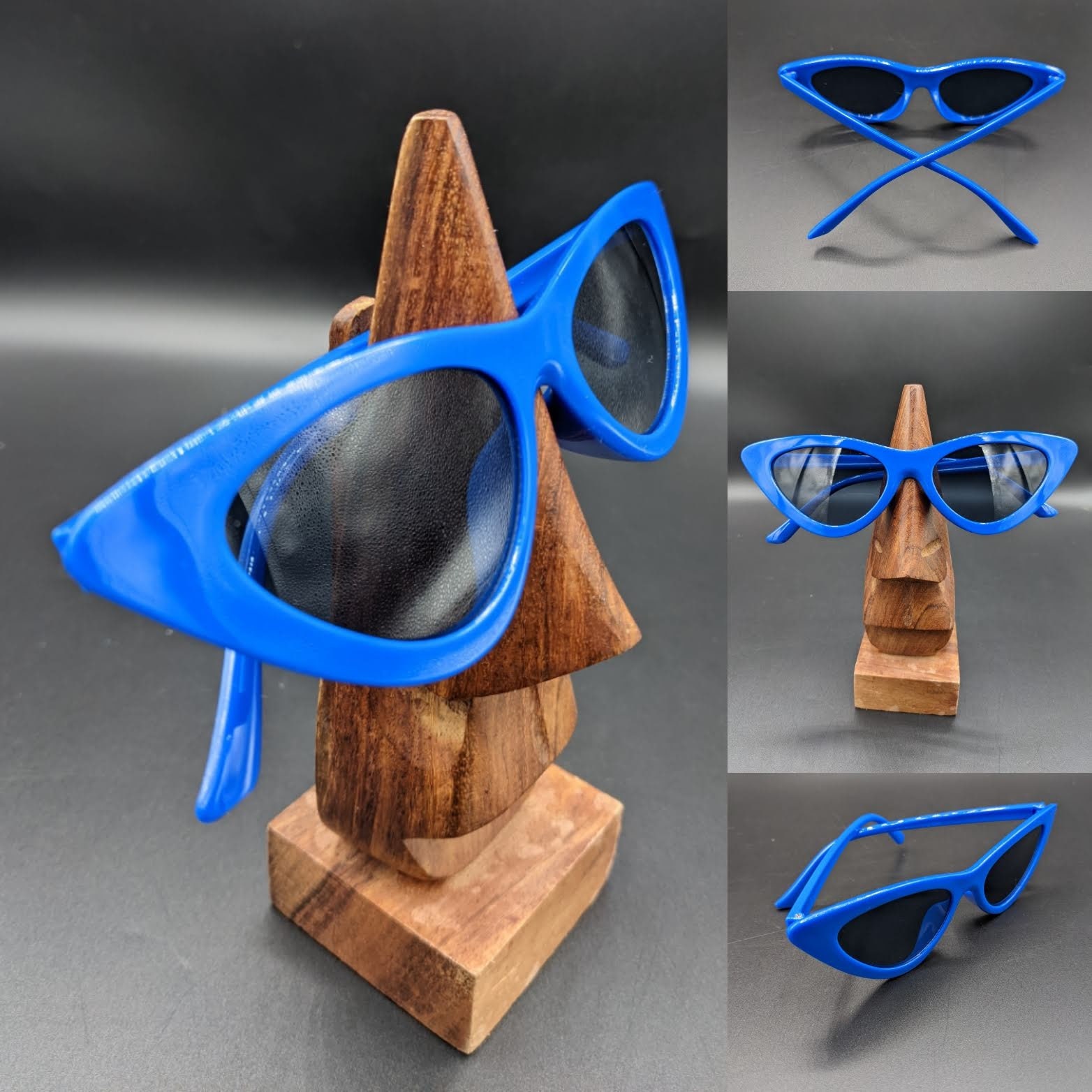 NEW Retro 50\'s Blue Flower Accented Cat\'s Eye Sunglasses Ocean Blue Floral Lightweight Acetate Cat-Eye Mirrored  main image 2
