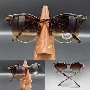 Dark leopard tortoise half frame round goggle sunglasses 1920s 1930s 1940s WW2 Style UV400