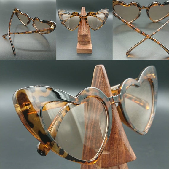 Leopard tortoise heart shaped cat eye sunglasses retro rockabilly UV400