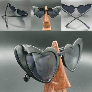 Black heart shaped cat eye sunglasses retro rockabilly gothic UV400