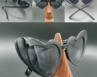 Black heart shaped cat eye sunglasses retro rockabilly gothic UV400
