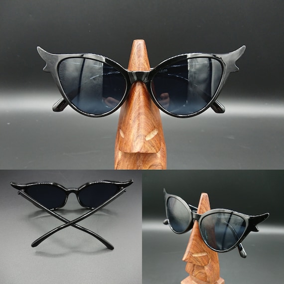 Black Double Tip Cat Eye Sunglasses Gothic 1950s Retro  display picture 3