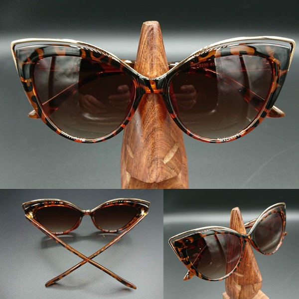 Tortoise leopard cat eye gold tip sunglasses 1950s 1960s retro UV400