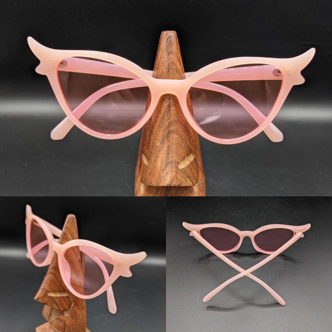 Pink Double Tip Cat Eye Sunglasses 1950s Retro Rockabilly Pin-up UV400 