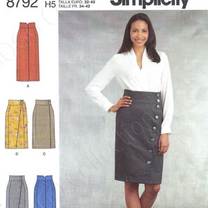 Uncut Simplicity Sewing Pattern 10031 8792 Misses&#39; Skirt with Front and Length Variations size 6-14 14-22  FF