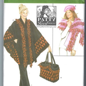 Uncut simplicity sewing pattern 4343 Misses Fleece Poncho Shawls Tote Bag and Hat in Three Sizes L-xl-xxl FF