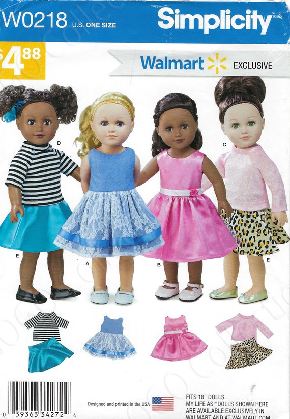Uncut simplicity sewing pattern 0218 simplicity 18 doll clothes one size FF Uncut simplicity sewing pattern 0218 simplicity 18 doll clothes one size FF