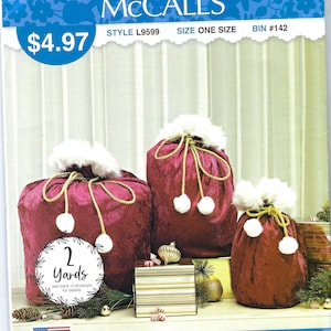 uncut McCall&#39;s sewing pattern 9599 holiday gift bags one size  FF