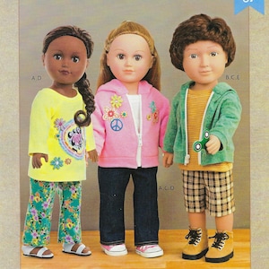 Uncut kwik Sewing Pattern 10876 18 Inch Doll Clothing, Doll Knit Tops, Zip Front Hoodie, Pants, and Shorts, Activewear, Kwik Sew 4391 FF