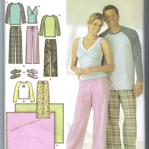 Uncut simplicity sewing pattern 4380 Size XS-XL Unisex Pants Slippers Knit Top Blanket FF