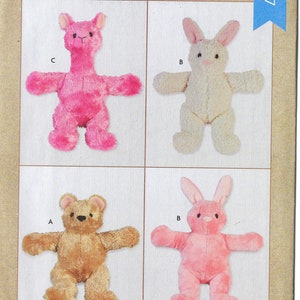 Uncut kwik Sewing Pattern 4357 Plush Animals ~ Llama, Teddy Bear, Bunny Rabbit  FF