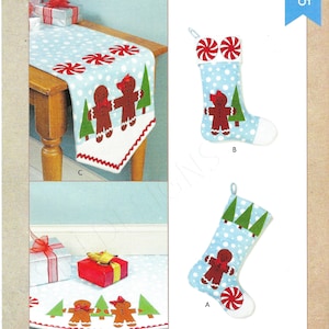 Uncut kwik Sewing Pattern 10855 4346 Stockings, Runner, Tree Skirt & Appliques  FF