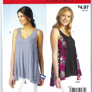 uncut McCall&#39;s sewing pattern Misses&#39; Tops McCall&#39;s 9295  Sizes XS-S-M-L-XL Stitch &#39;n Save, Sleeveless, Hi-Lo Hem, Swing Top  FF