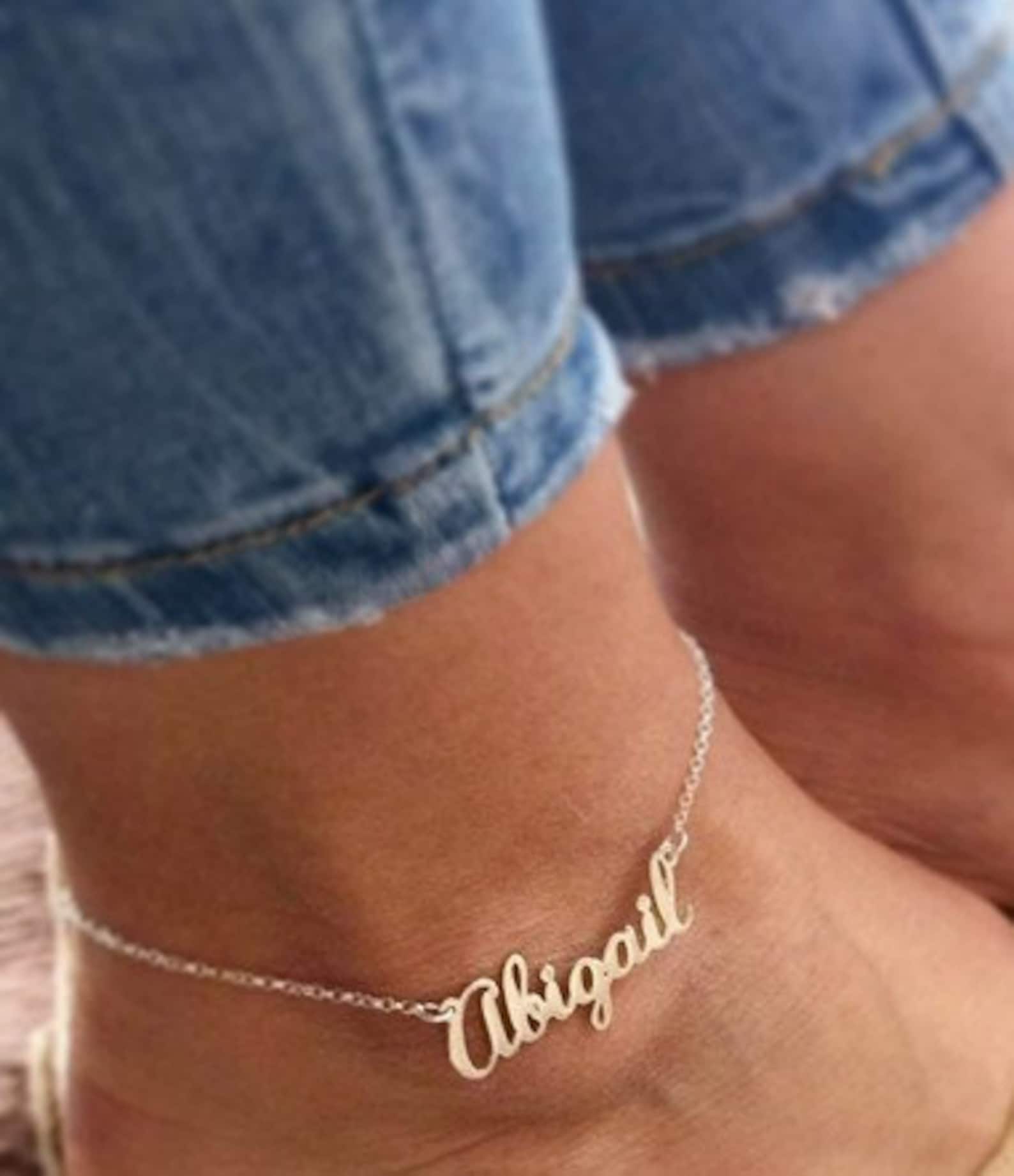 Ankle Bracelet With Name Ankle Bracelet Name Anklet Custom Etsy
