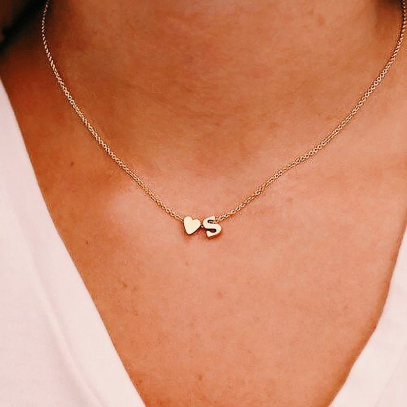 Necklace With Initial • Heart Necklace • Initial Necklace • Heart Necklaces For Women 