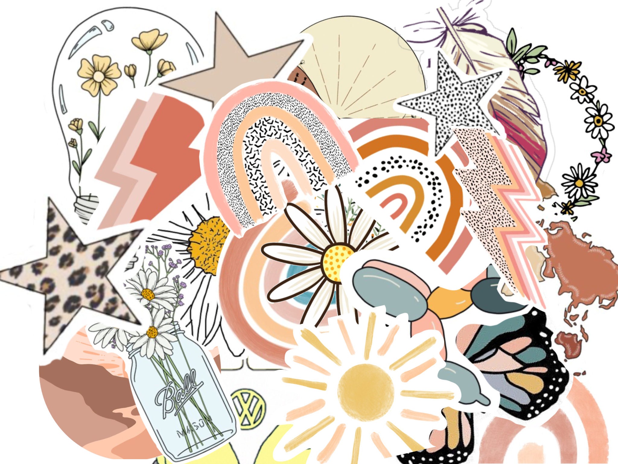 Pack of 26 boho stickers/Aesthetic/Stickers/Boho/CuteHQ Etsy
