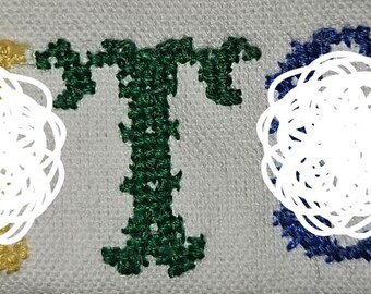 Nueva bolsa de mano de punto de cruz hecha a mano "B*tch" para proyectos de crochet y hilo, color blanco.