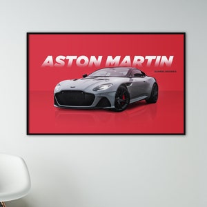 Aston Martin Poster | Man Cave | Gift For Him | Racing Sports Car Digital Print.