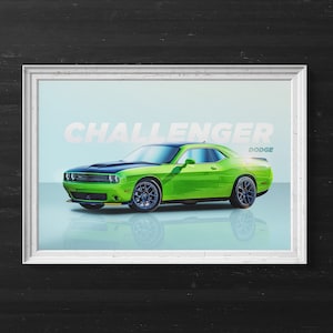 CHALLENGER Dodge Digital Artwork | Printable Design | Classic Car Men's Poster | Perfect Gift For Him | Muscle Car Wall Art