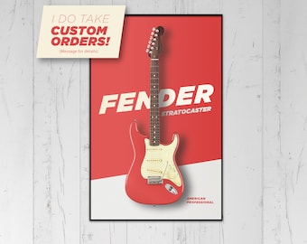 Stampa FENDER Stratocaster / Poster del musicista / Stampa digitale della chitarra elettrica