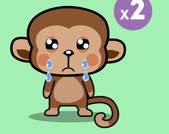 Sad Crying Monkey Sticker 2-pack Kawaii Chimp Upset Japanese - Etsy Finland Sad Crying Monkey Sticker 2-pack Kawaii Chimp Upset Japanese - Etsy Finland