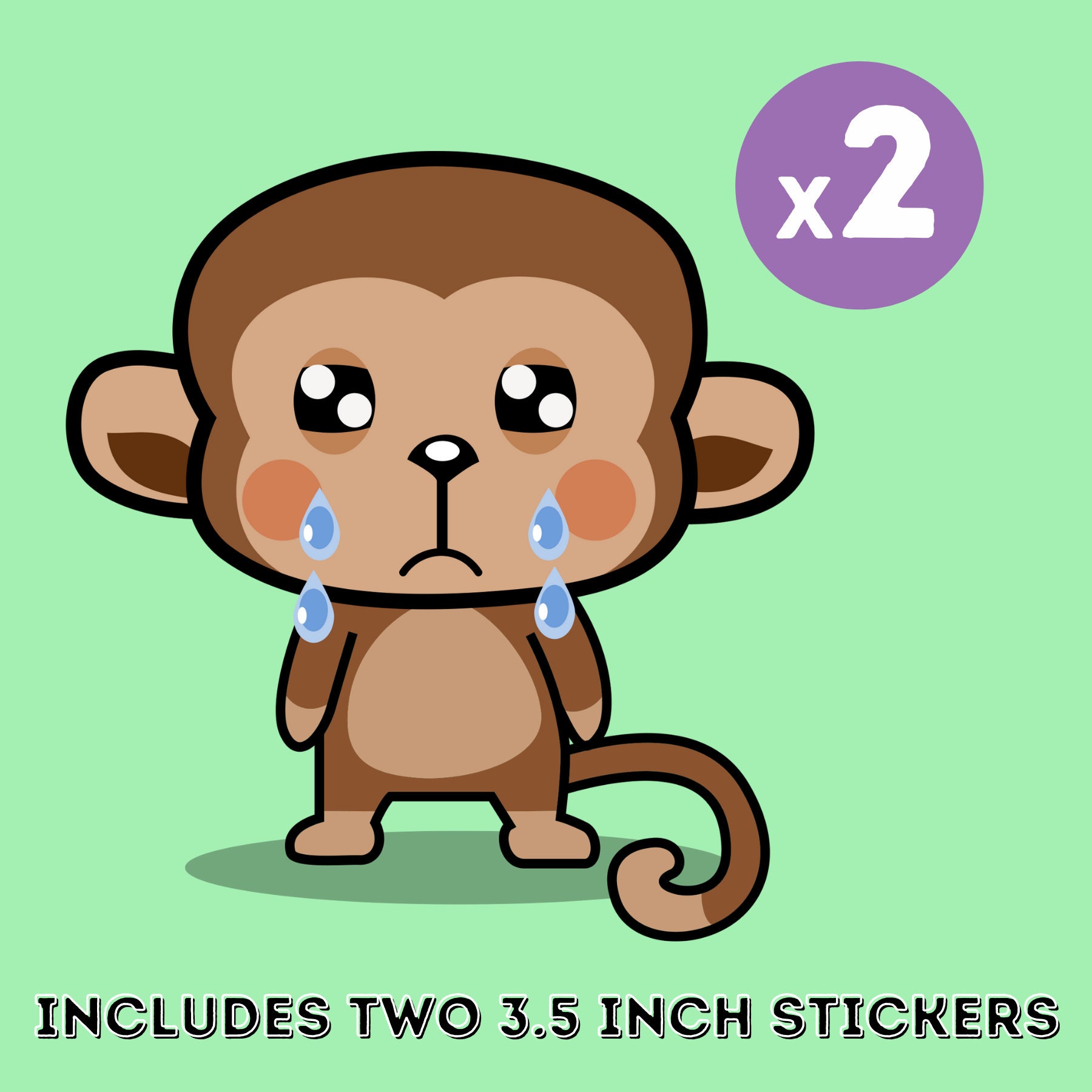 Sad Crying Monkey Sticker 2-pack Kawaii Chimp Upset Japanese - Etsy