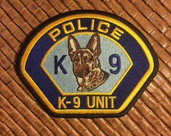 POLICE K-9 UNIT EMBROIDERY PATCH 4X10 AND 2X5 HOOK ON BACK BLK/gray 