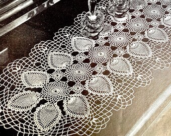 Vintage Crochet Lace Pineapple Table Runner Pattern