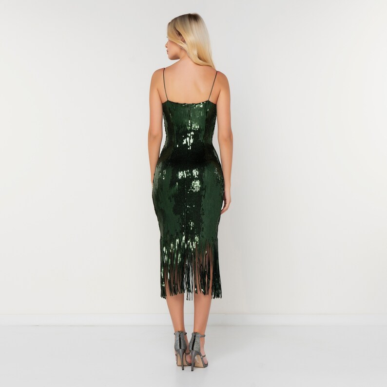 green tassel dress