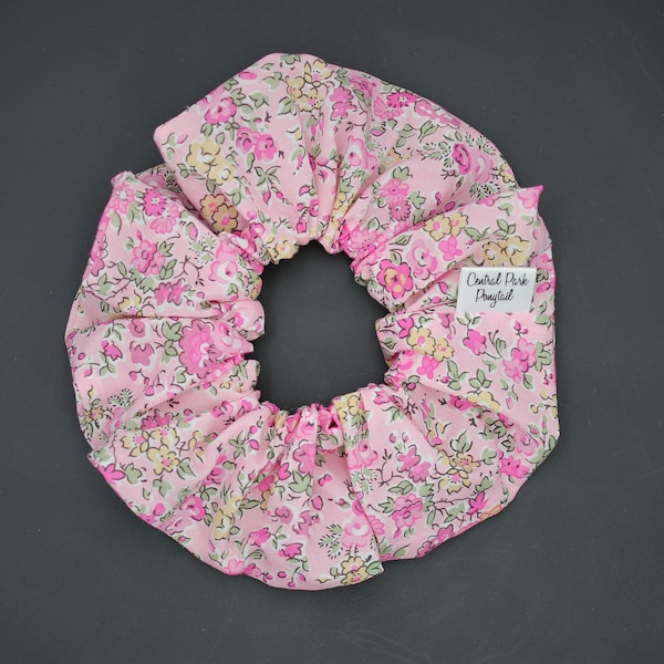 Liberty Fabrics Tana Lawn Tatum Pink Print Scrunchie Hair Accessory Ponytail Holder Floral