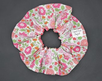 Liberty Fabrics Tana Lawn D'Anjo Pink Print Scrunchie Hair Accessory Ponytail Holder Floral