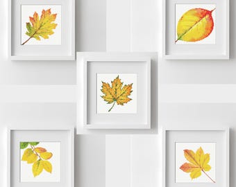 Autumn Leaves Cross Stitch Pattern: Fall Embroidery Designs (PDF Download)