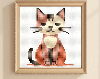 Mini Cat Cross Stitch Pattern: Easy Beginner Pet Embroidery Chart (PDF Download)