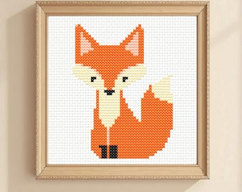 Mini Fox Cross Stitch Pattern: Easy Cartoon Embroidery (PDF Download)