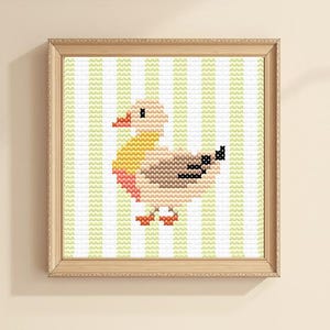 Mini Duck Cross Stitch Pattern: Pastel Colors, Easy Beginner Chart (PDF Download)